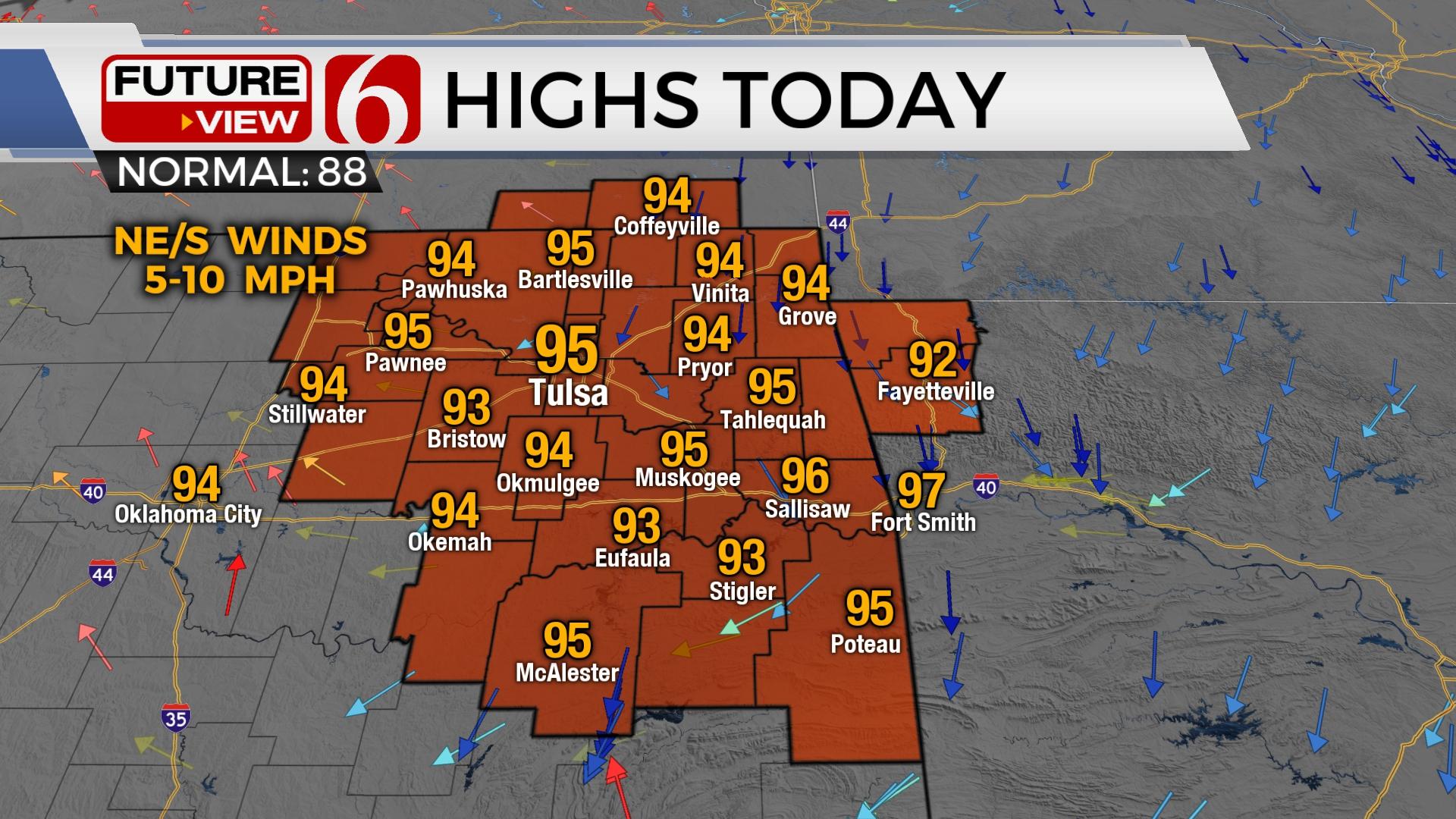 Above Normal Temperatures Again Today