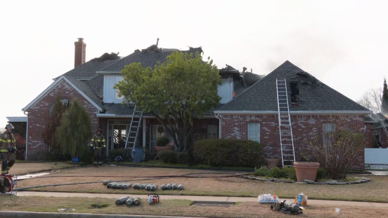 Emergency Crews Battle House Fire In Broken Arrow