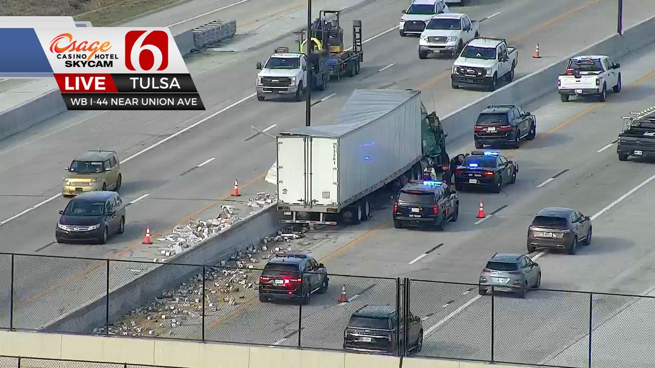 WB I44 Open In Tulsa After Semi Crashes, Spills Cans