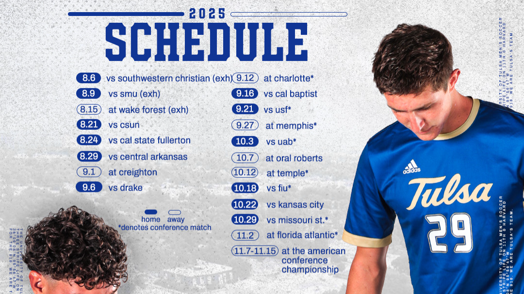 Tulsa Men's Soccer Releases Its 2025 Season Schedule