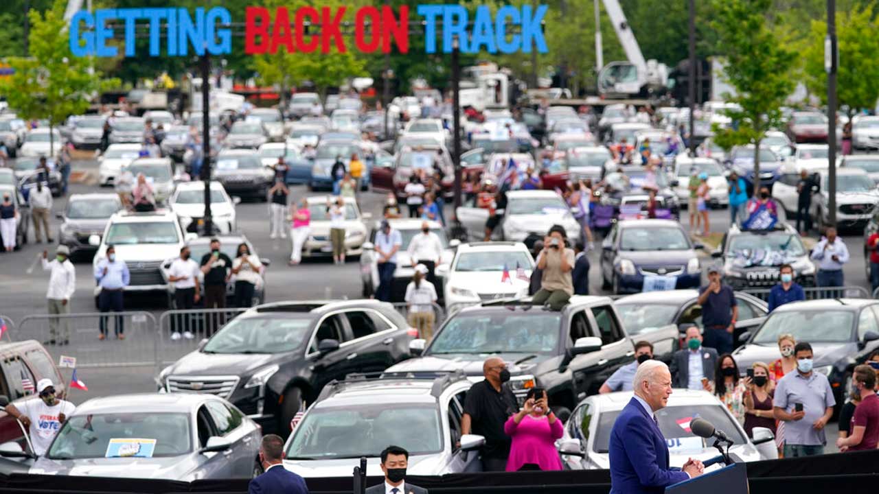 President Biden Holds Car Rally In Georgia To Mark 100 Days In Office