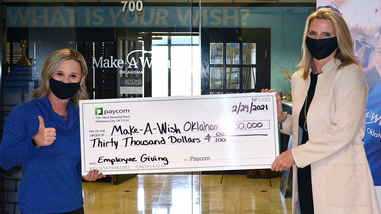 Paycom Employees Donate $30,000 To Make-A-Wish Oklahoma